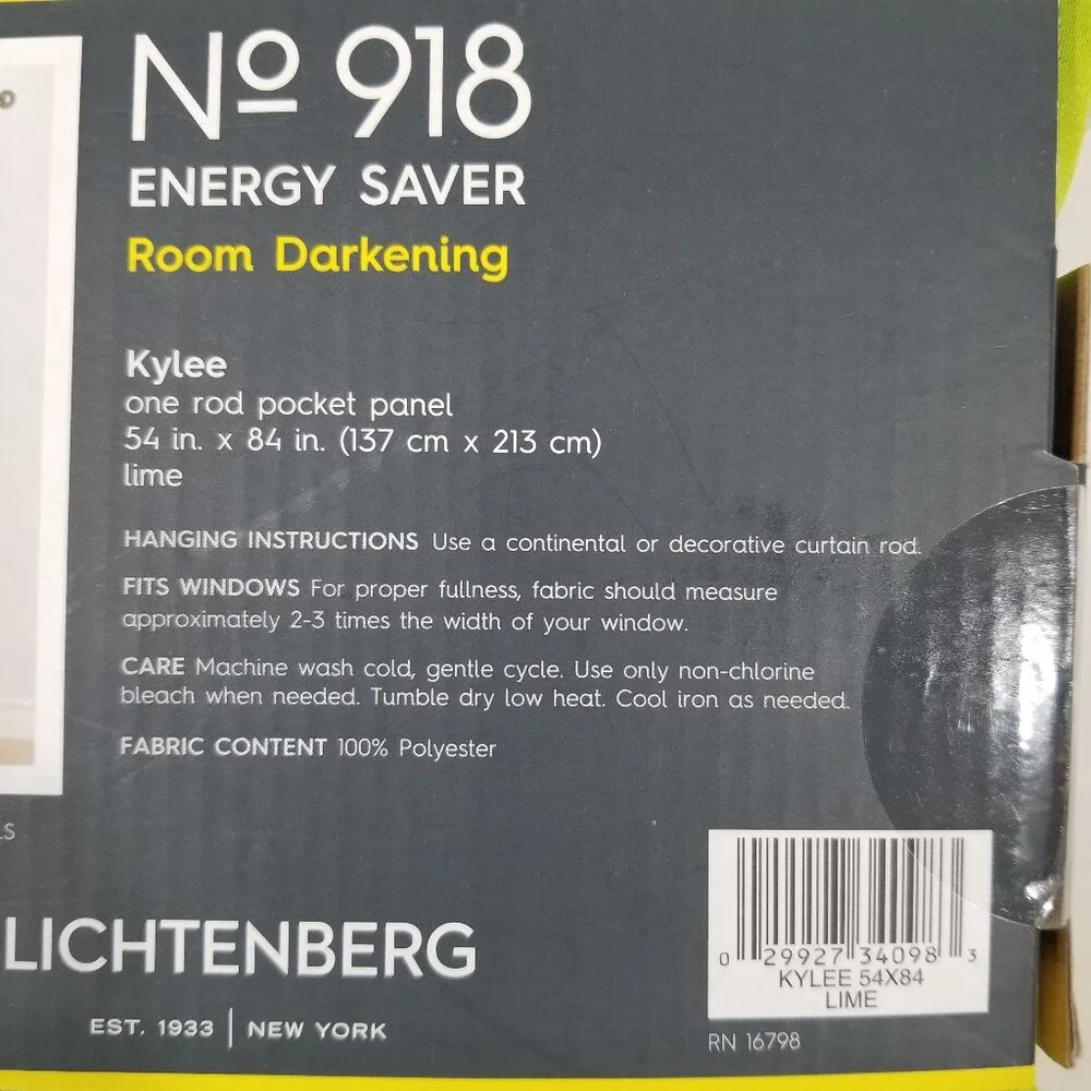 Energy Saver Curtain Rare Lime Green Light and Noise Reducer 54